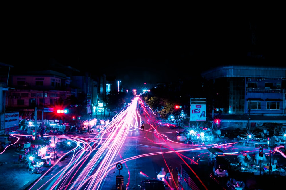 cars on road during night time