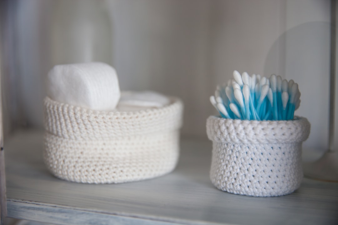Cotton and cotton bud in bathroom