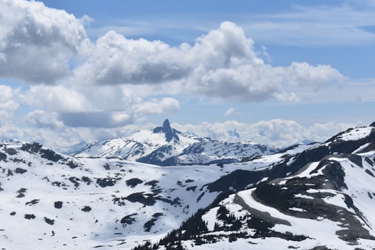 snow covered mountain under white clouds during daytime in Whistler Canada