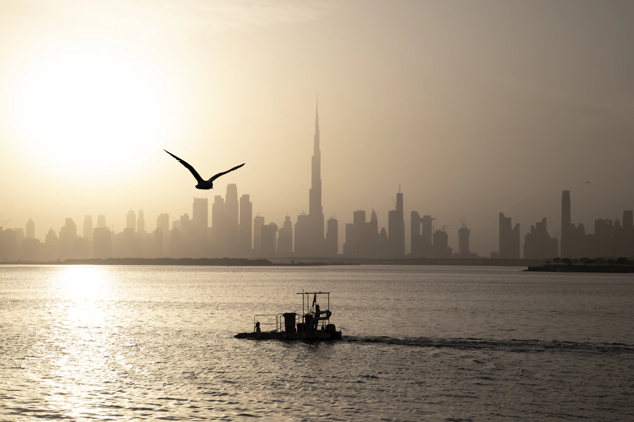 Dubai skyline at sunset