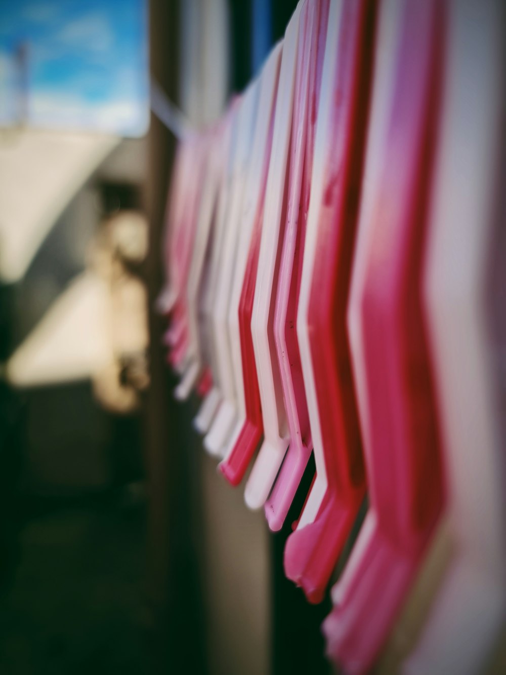 red and white striped textile