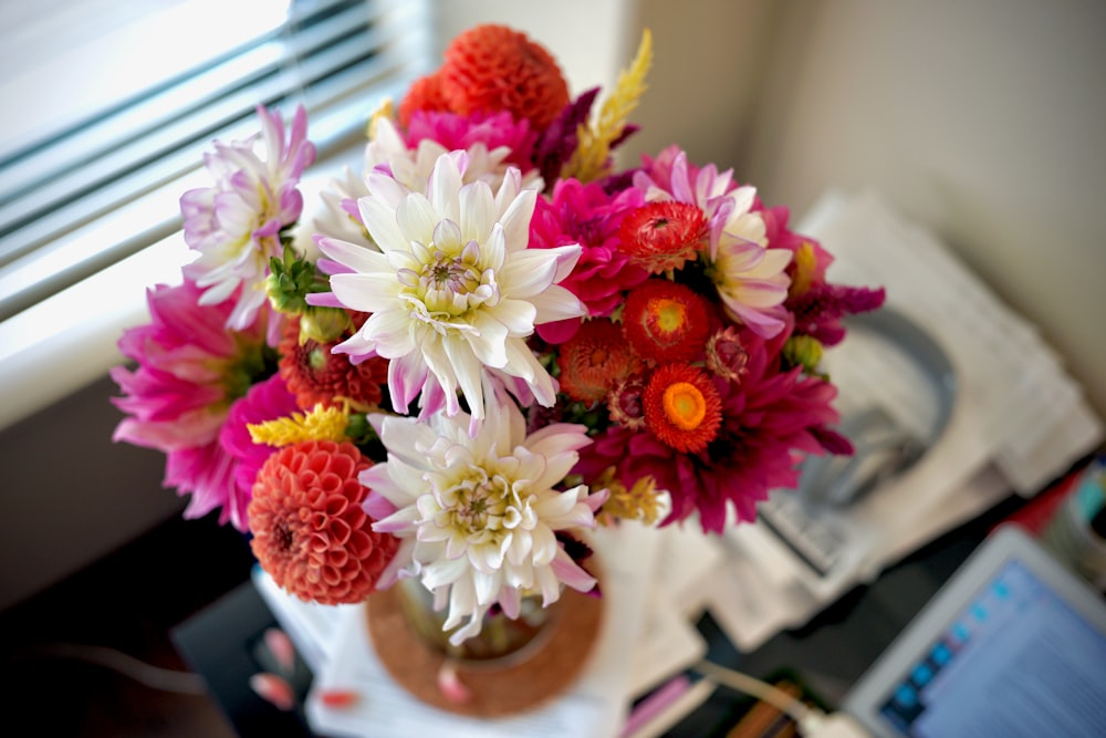 red and white flower bouquet