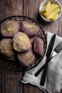 brown bread on black metal rack