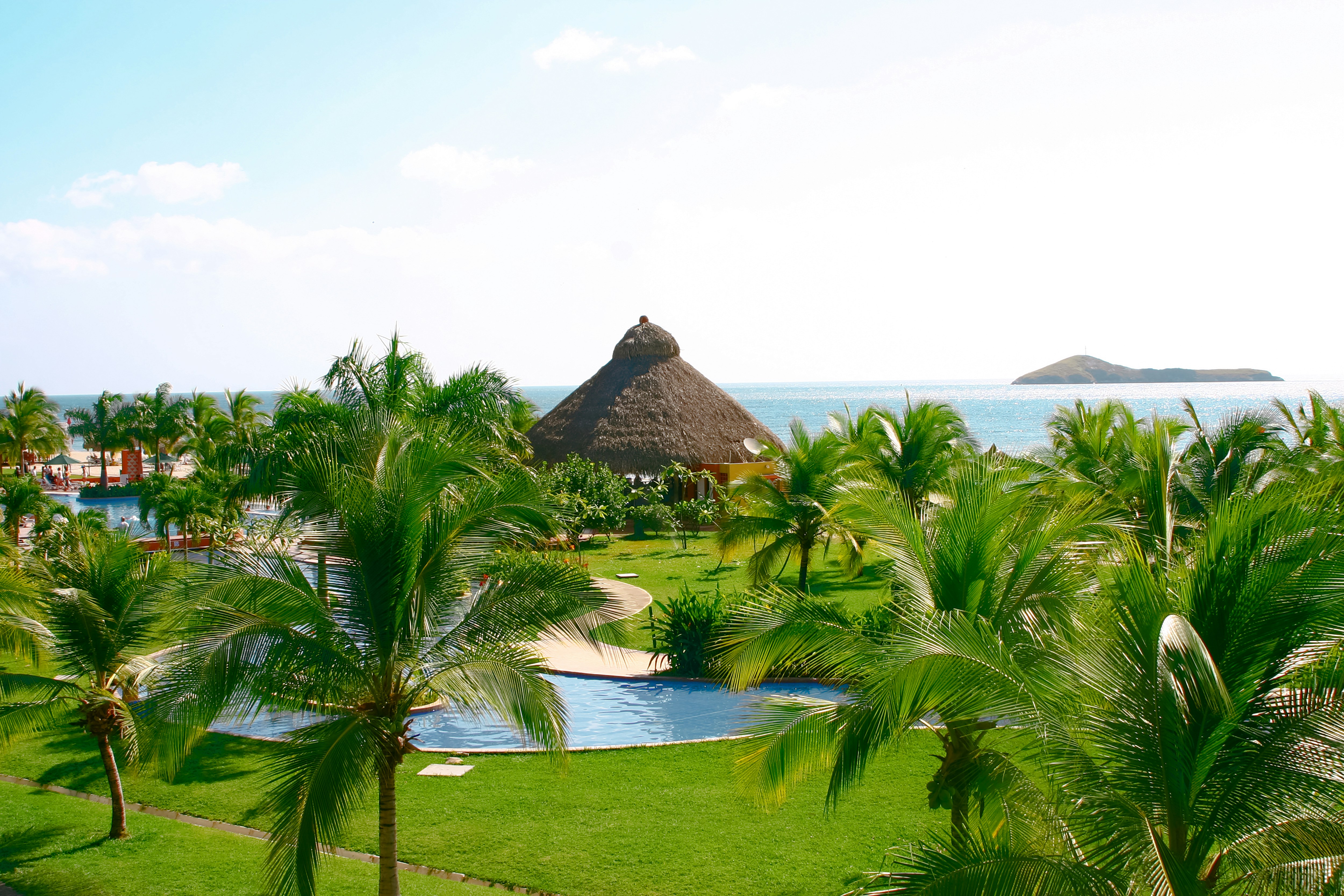 Caribbean beach with palm trees