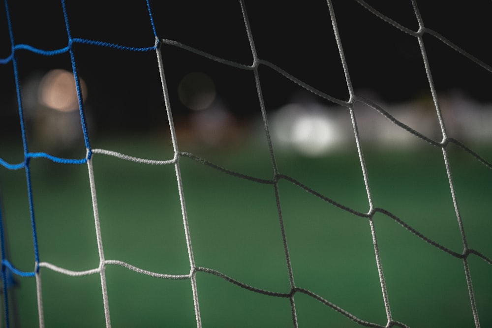 soccer goal net in close up photography