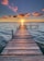 brown wooden dock on sea during sunset