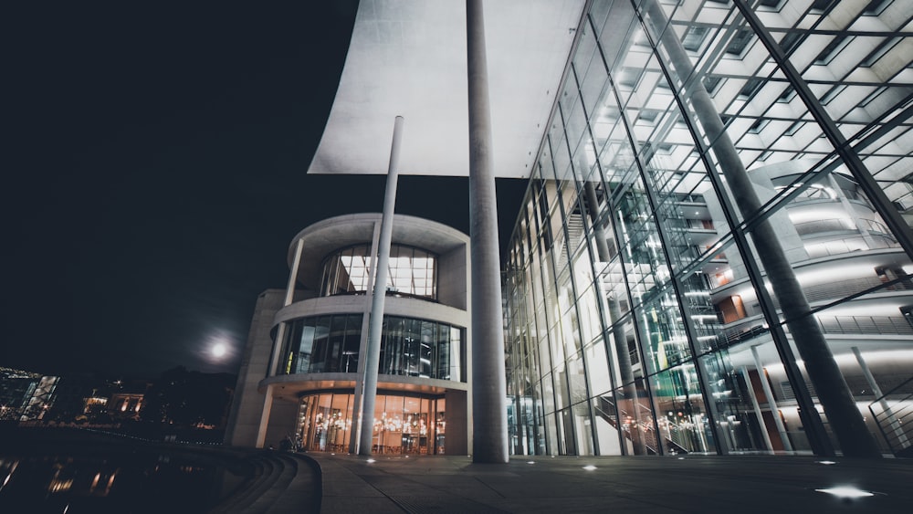 white concrete building during night time