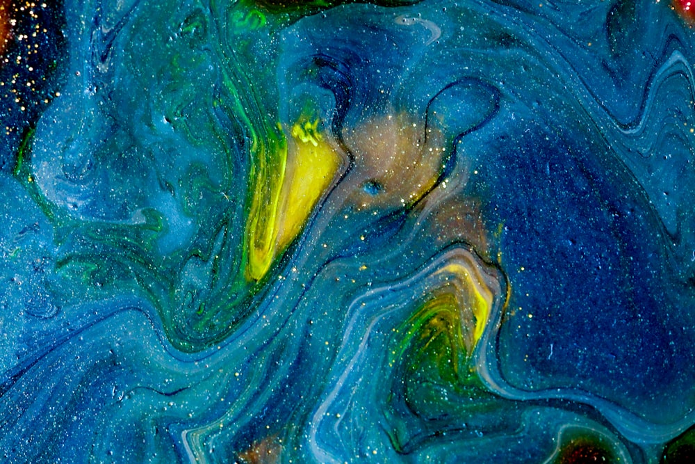 blue green and yellow abstract painting