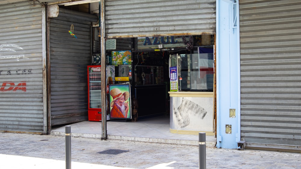 white and black store front