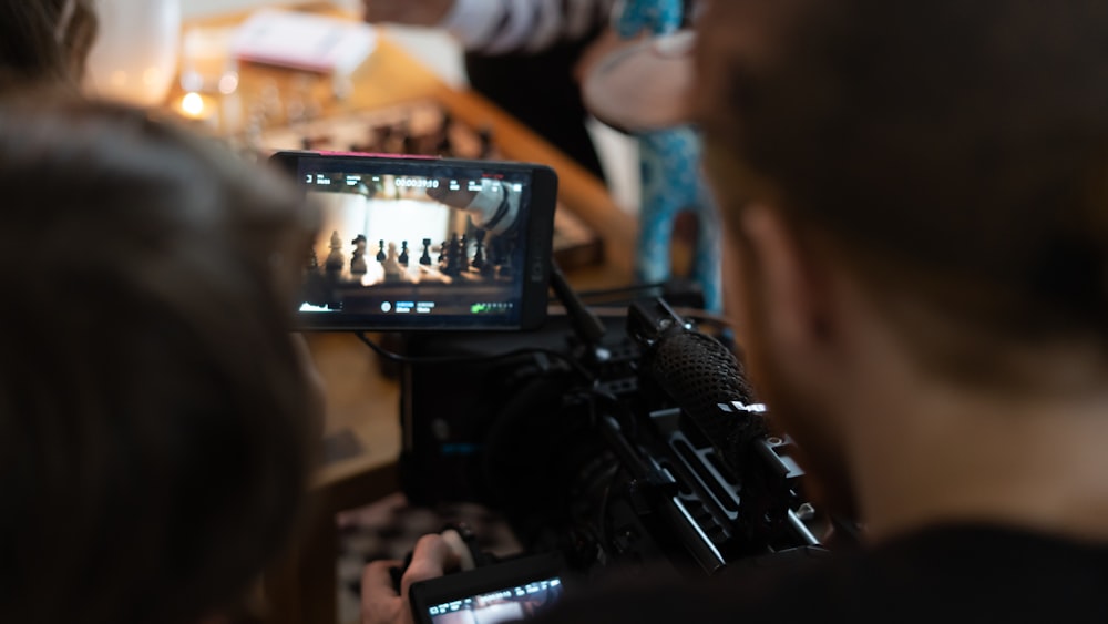 black video camera on black table