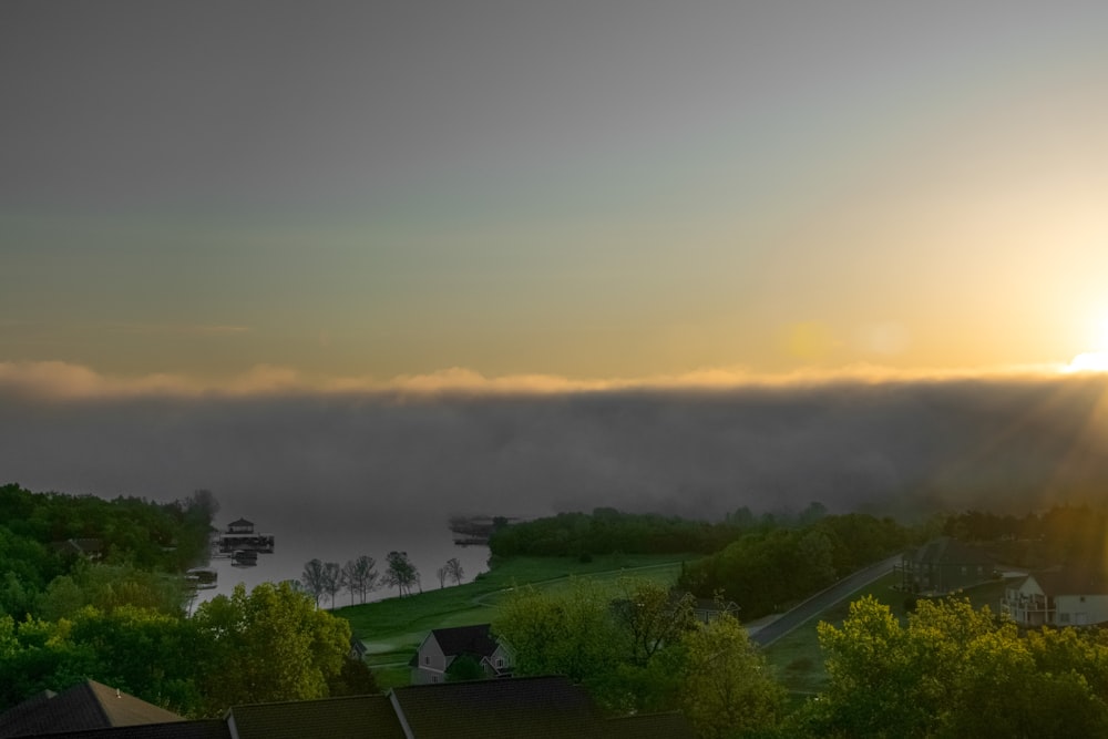 green trees and grass covered field under white clouds during daytime