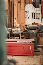 red and gray industrial machine