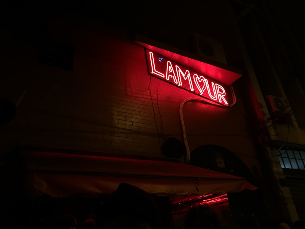 red and white UNKs coffee led signage