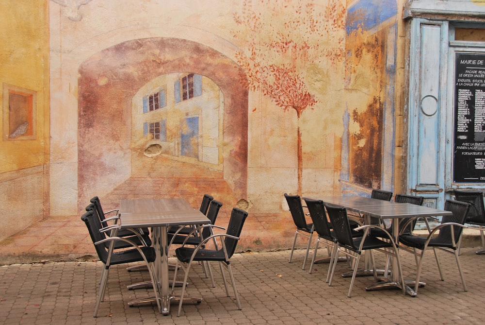 black metal table and chairs set