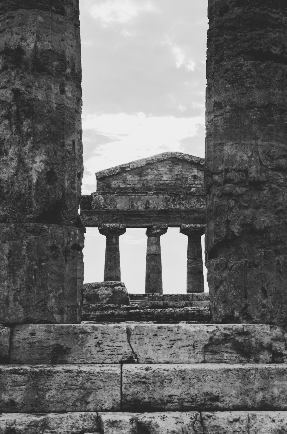 grayscale photo of concrete building