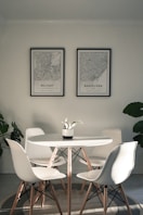 white and brown wooden table with chairs