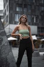 A model wearing a well-fitted shirt in a stylish urban setting.