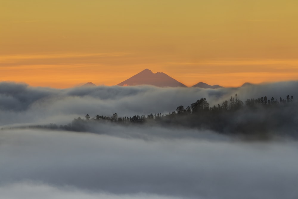 mountain covered with clouds during daytime