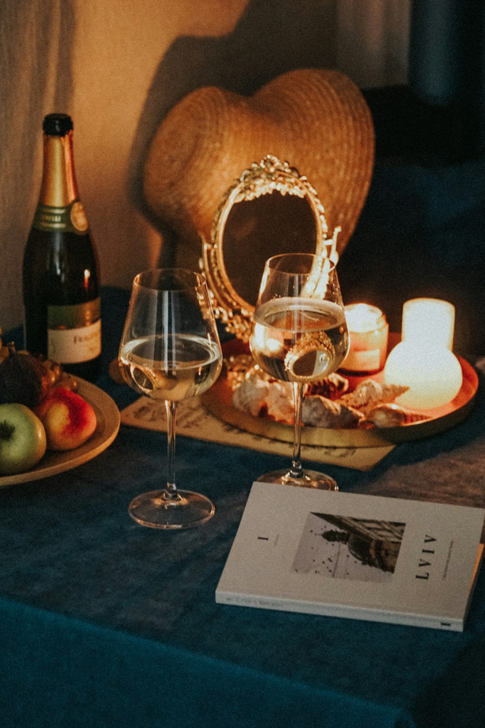 clear wine glass on table