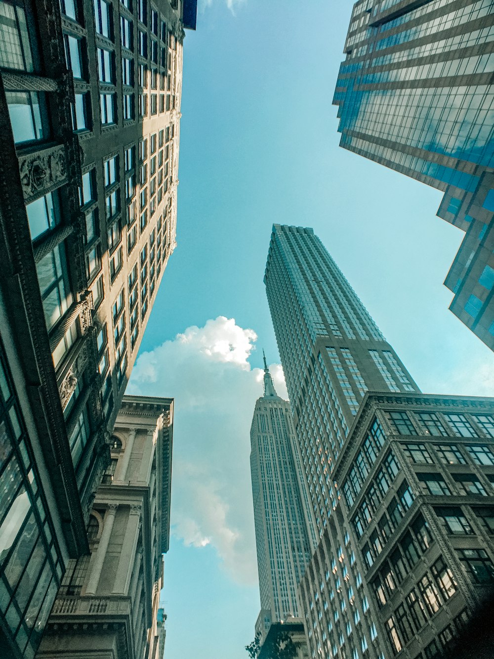 low angle photography of high rise buildings under blue sky during daytime