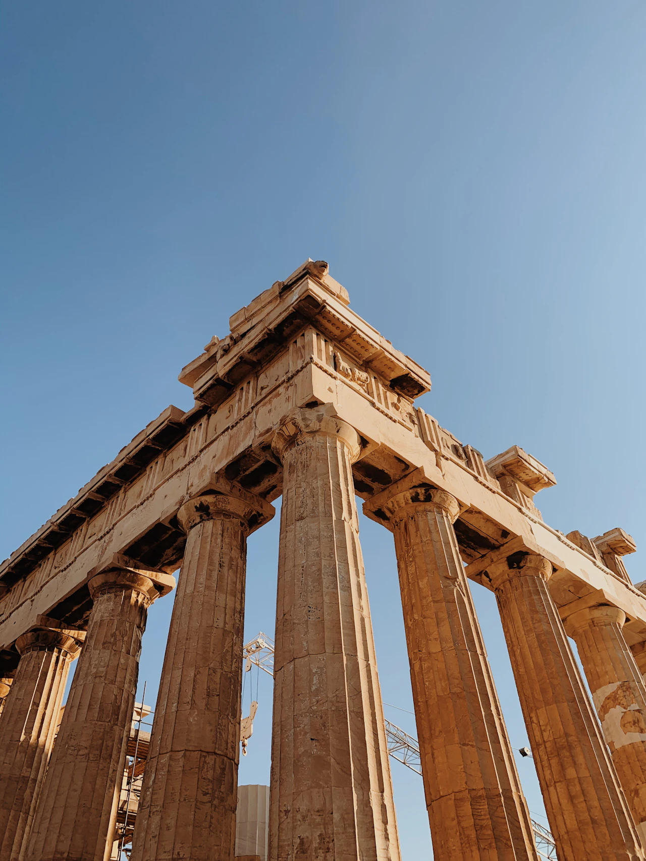 Close view of the columns of the Parthenon