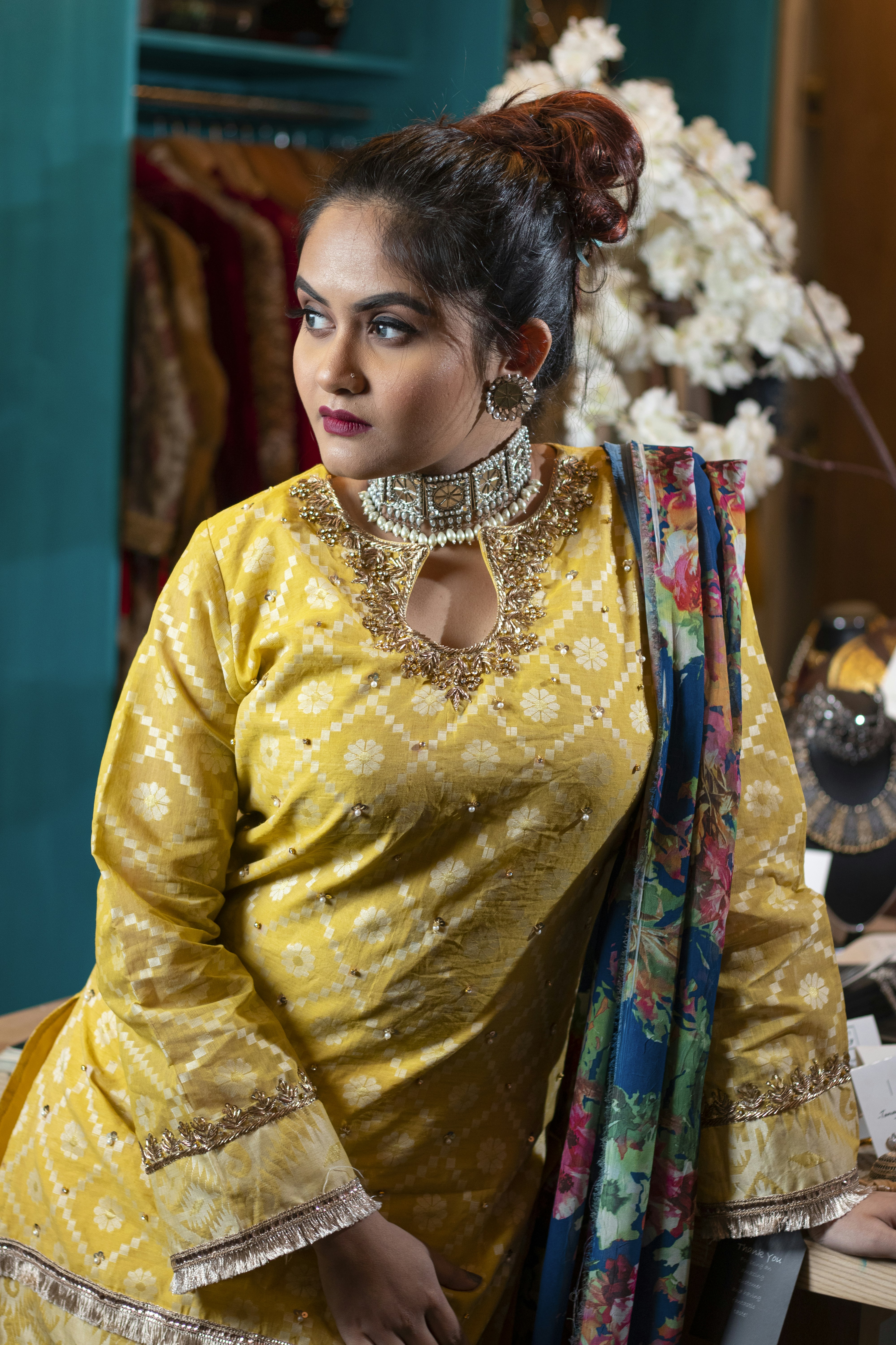 golden yellow long sleeve shirt