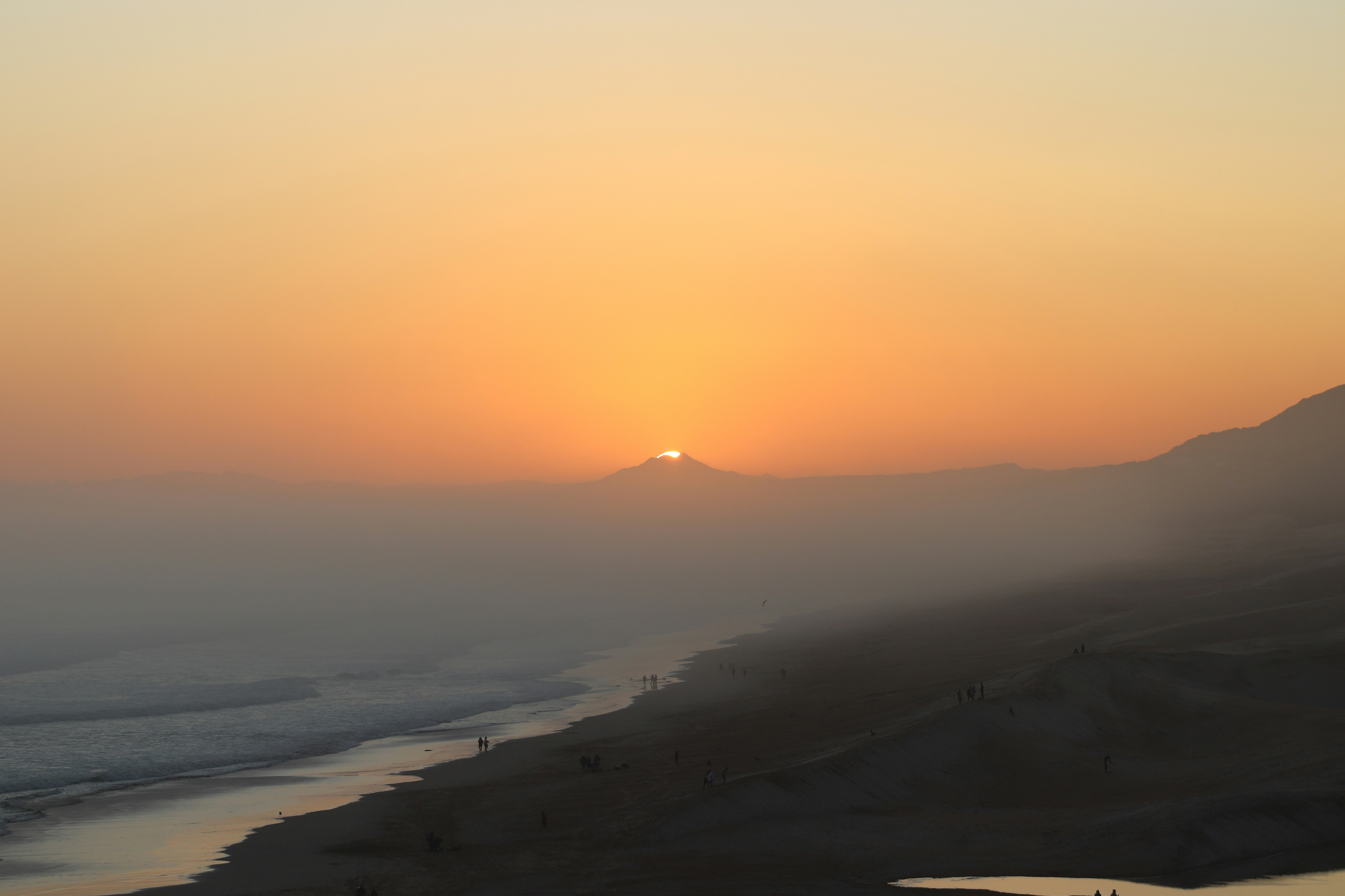 silhouette of mountains during sunset