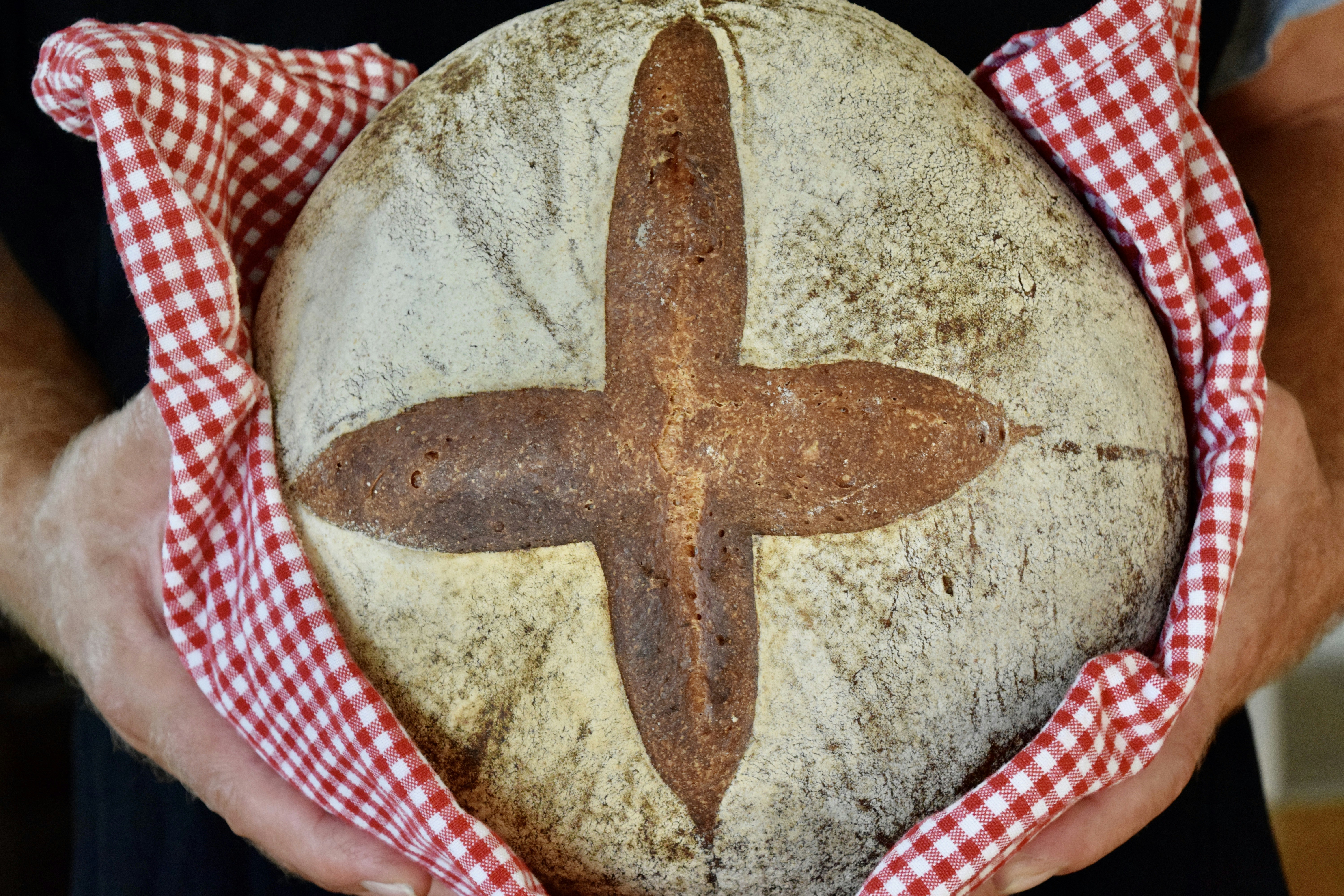 red and white round textile