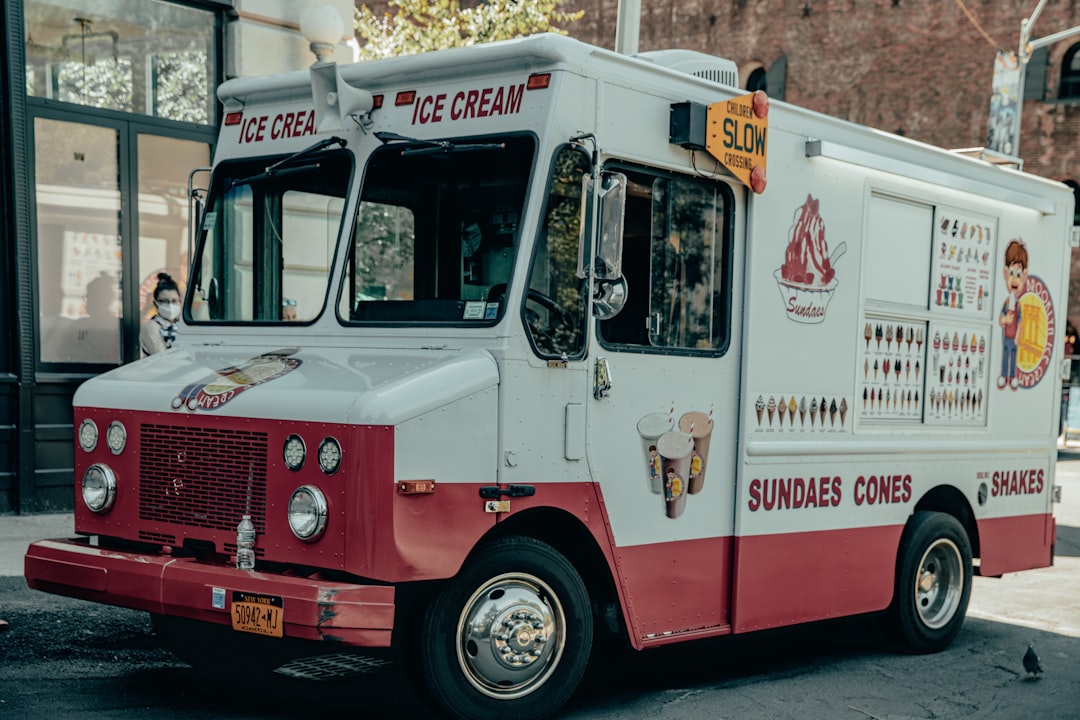 white and red food truck
