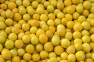 yellow round fruits on white ceramic plate
