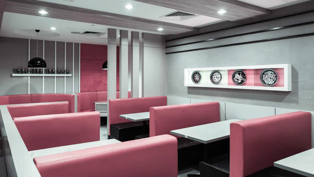 Banquette Seating Cafeteria — commercial cafeteria & pantry interior design