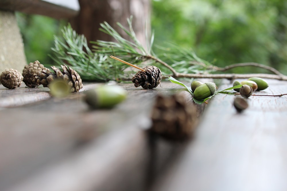 green fruit on brown wooden table