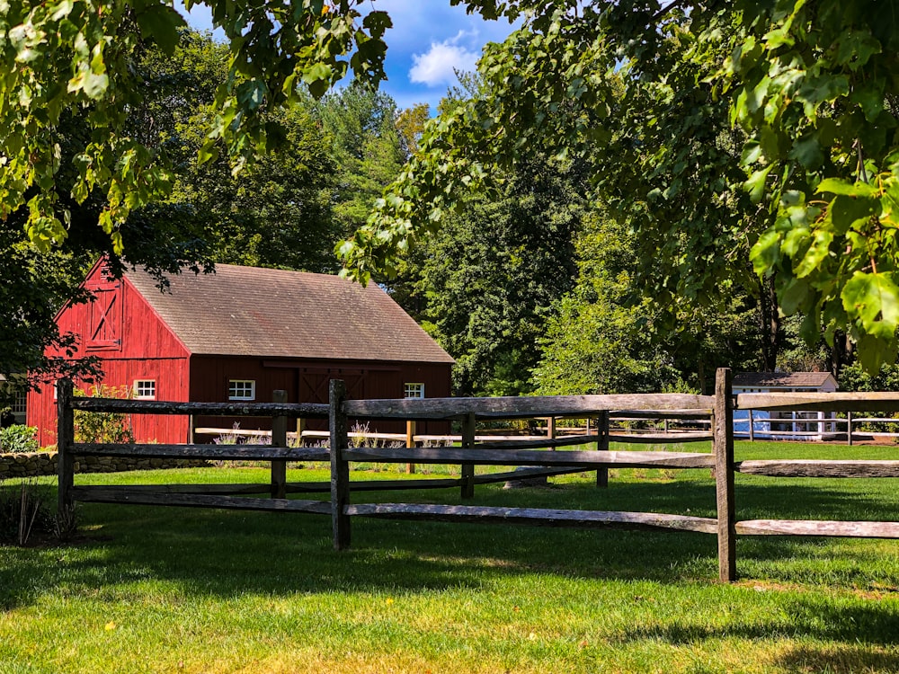 brown wooden house near green trees during daytime