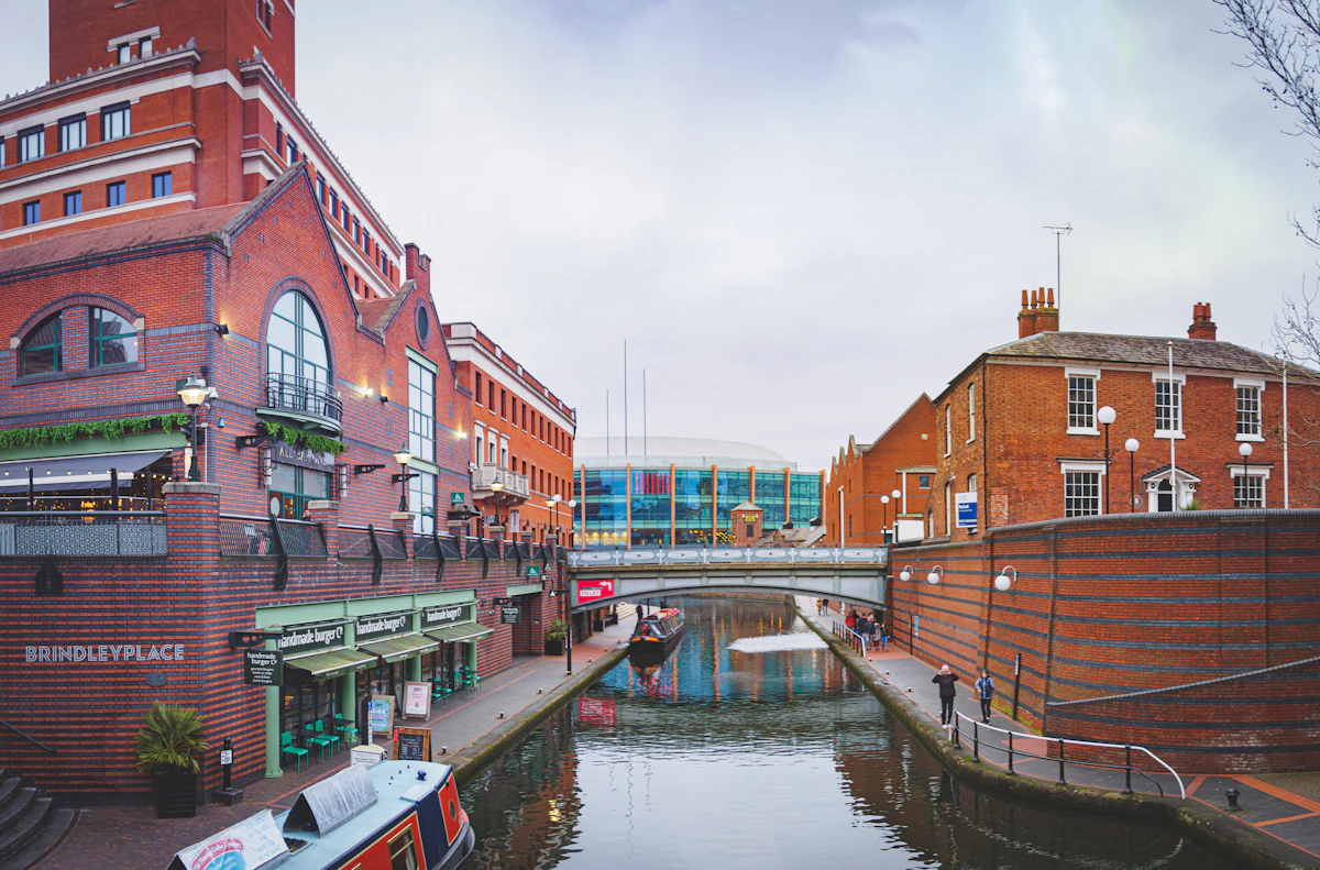 Canal-side buildings in central Birmingham