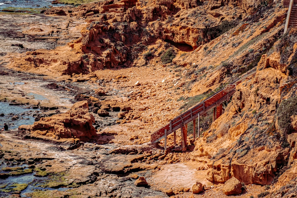 brown wooden bridge over river