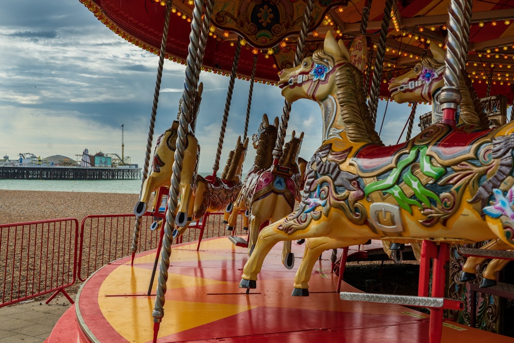 white and brown carousel during daytime