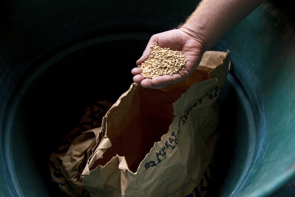 brown powder on brown paper bag