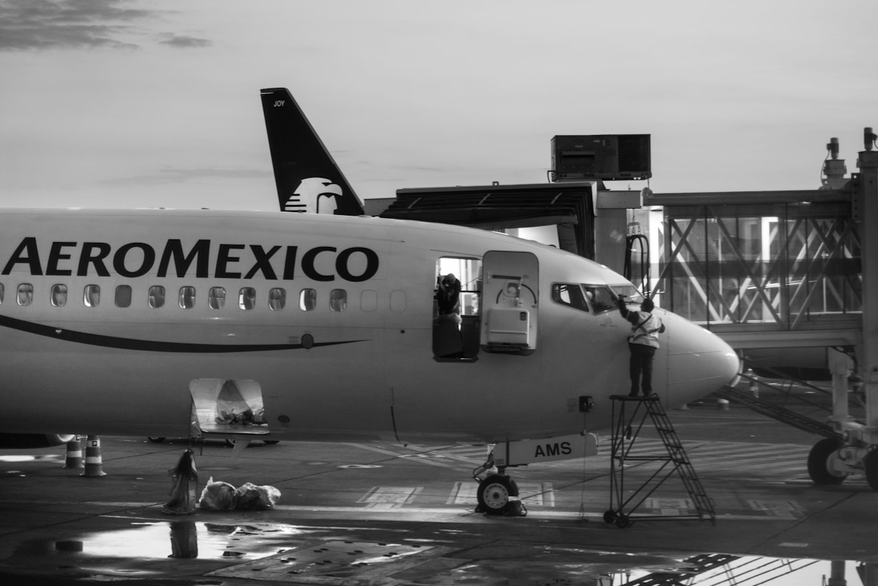 white and blue passenger plane on mexico airport during daytime