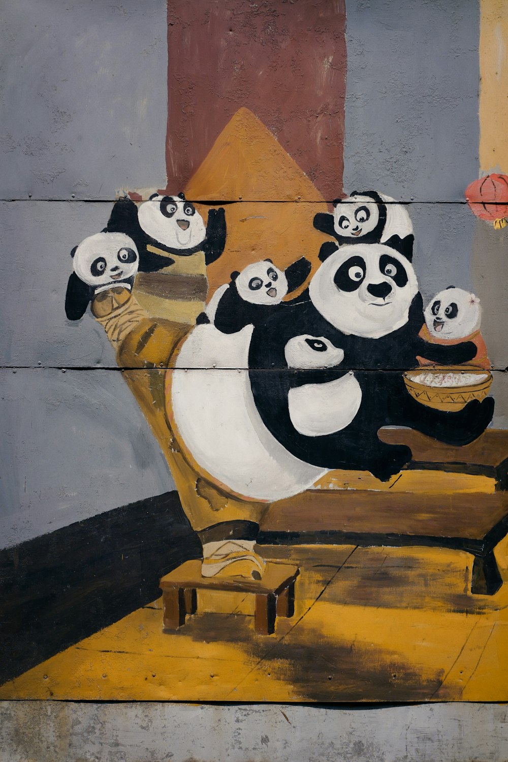 Art mural panda blanc et noir