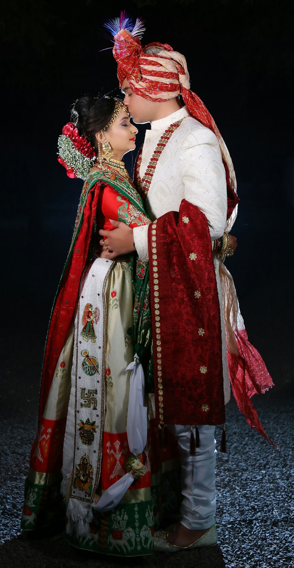 woman in red and white sari