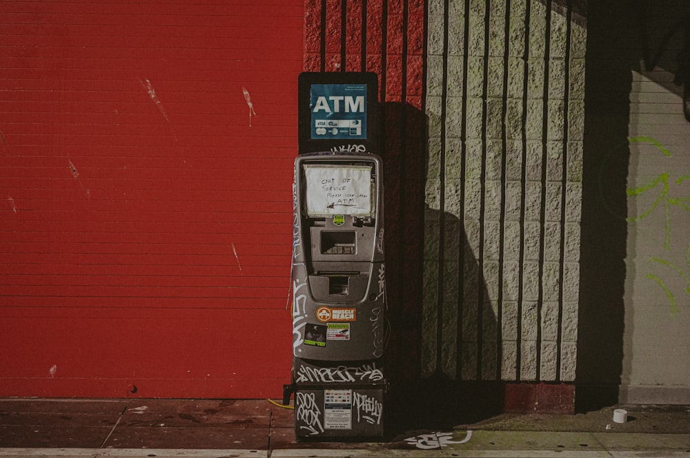 black and gray atm machine