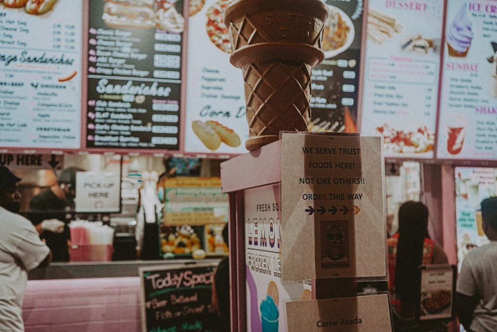 brown and white ice cream cone