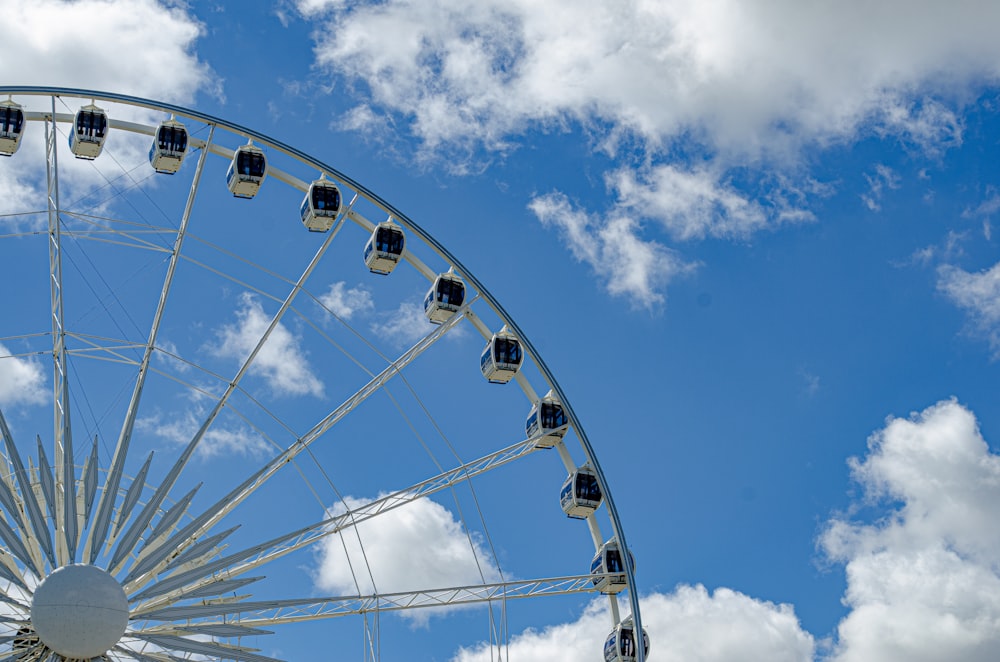 white and blue ferris wheel under blue sky during daytime