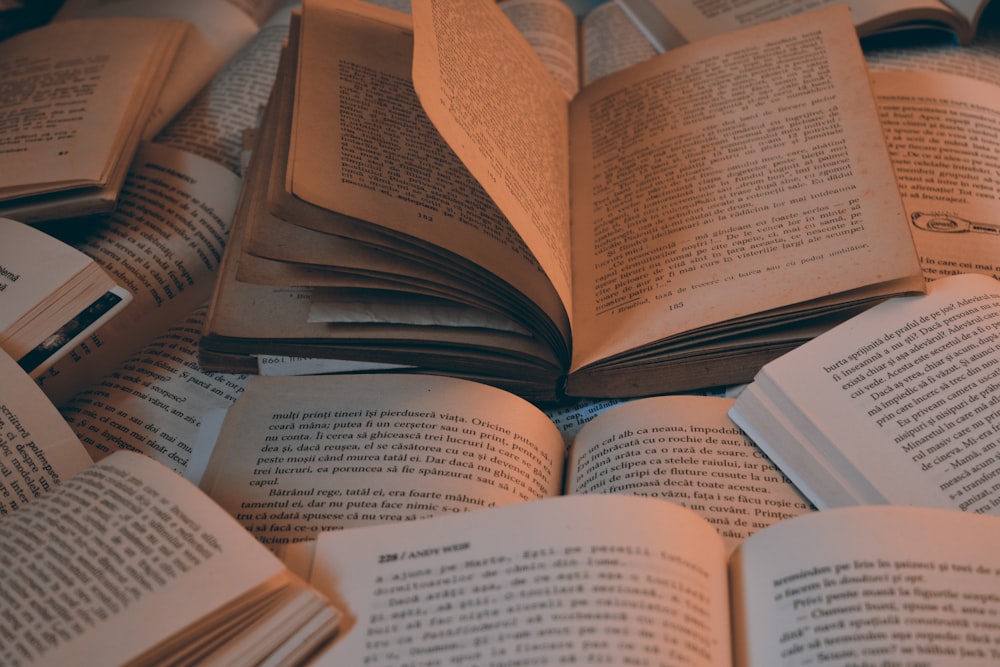 opened book on brown wooden table