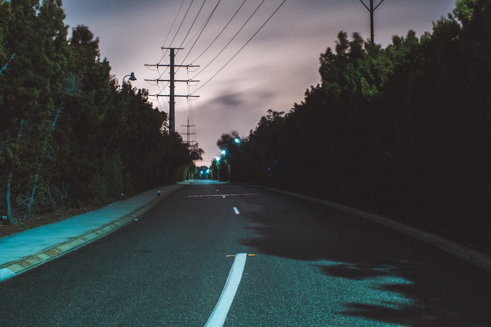 gray concrete road with green trees on side during daytime