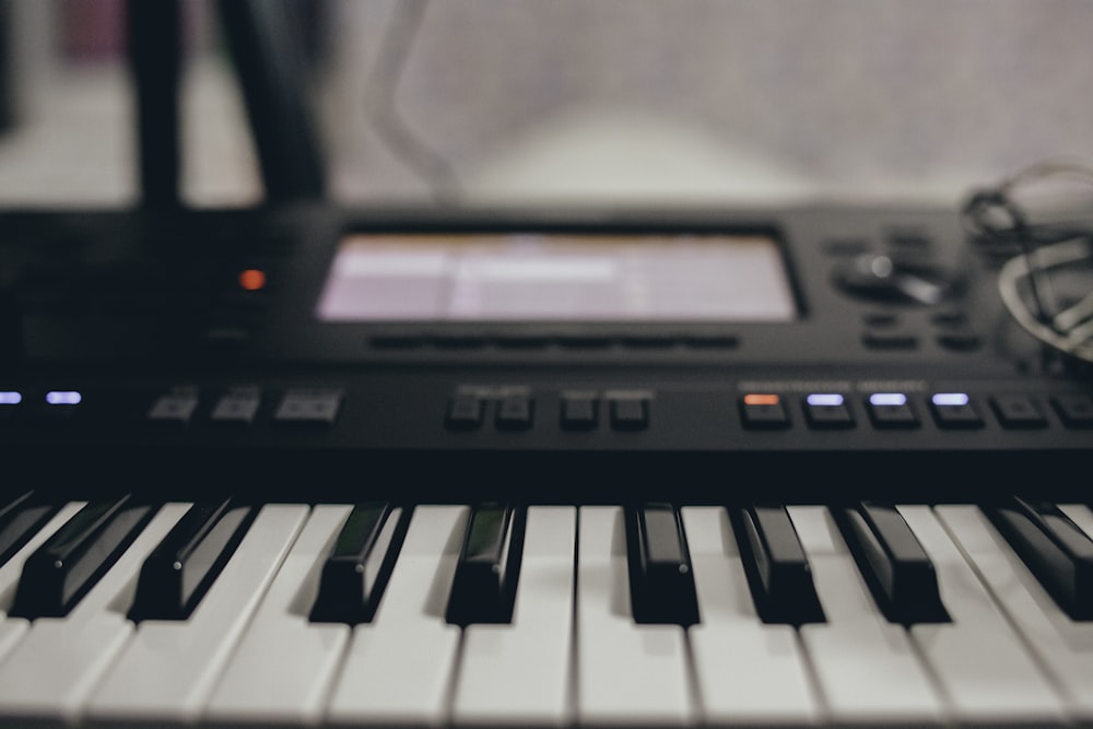 black and white electronic keyboard