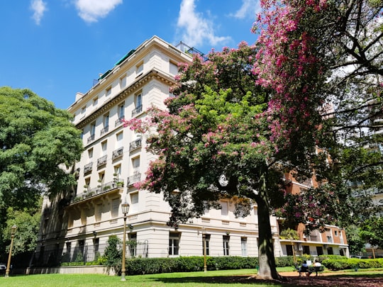 white concrete building near green trees under blue sky during daytime in Plaza Mitre Argentina