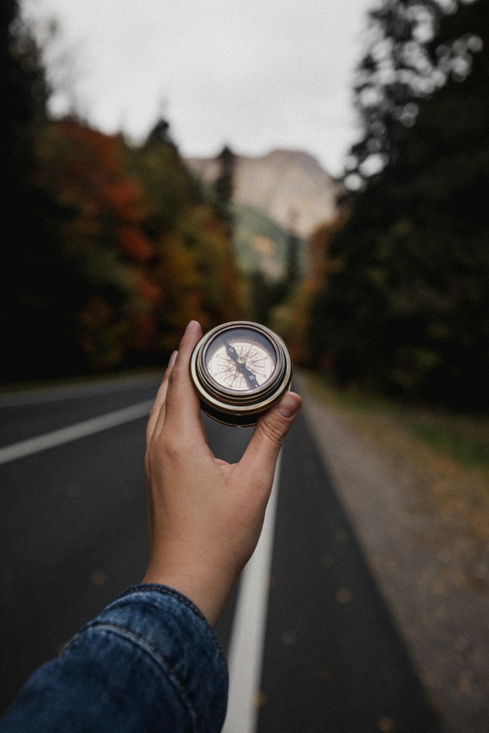 person holding black and silver round case