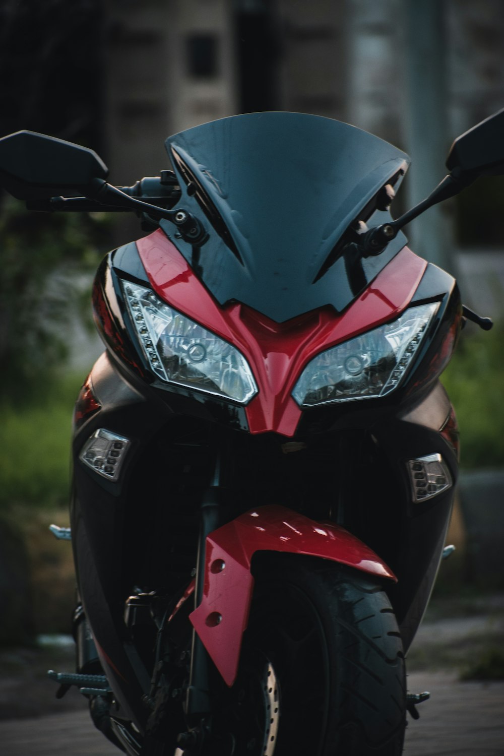 black and red sports bike