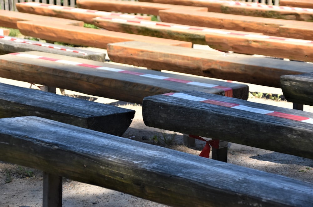 black and blue wooden bench